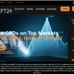 Screenshot of EFT24.co homepage showing trading dashboard