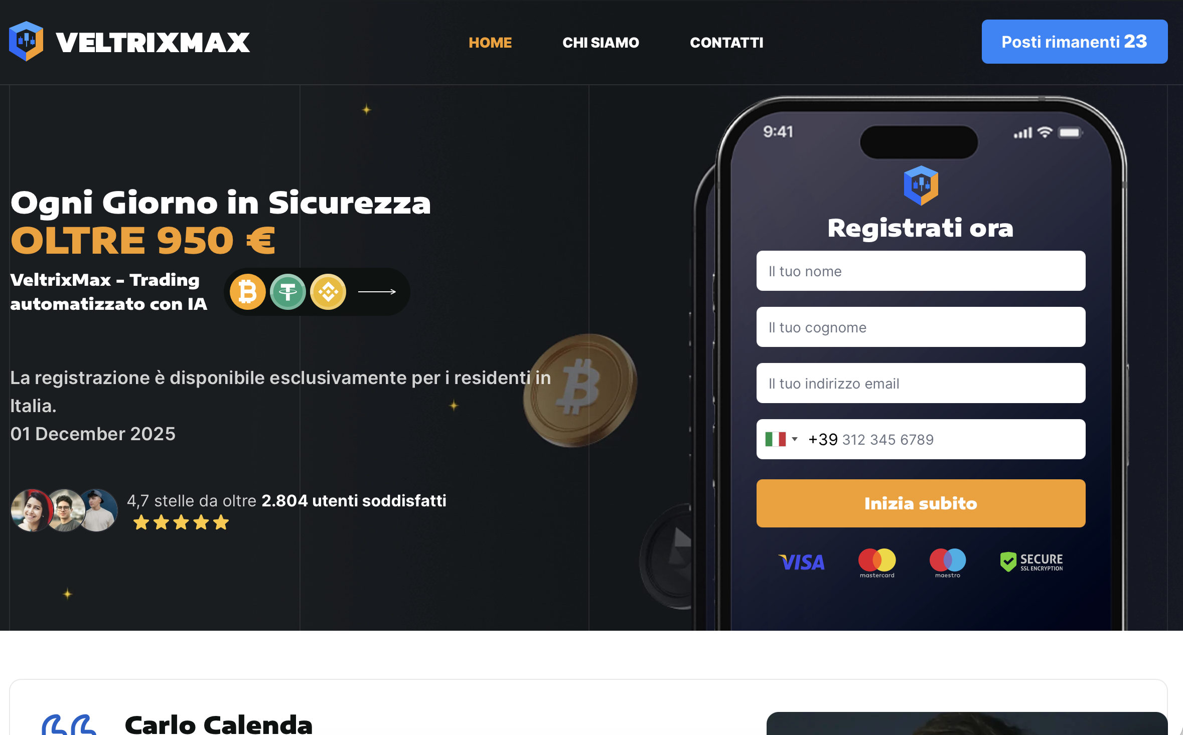 Screenshot showing Veltrixmax-Invest.com suspicious platform layout