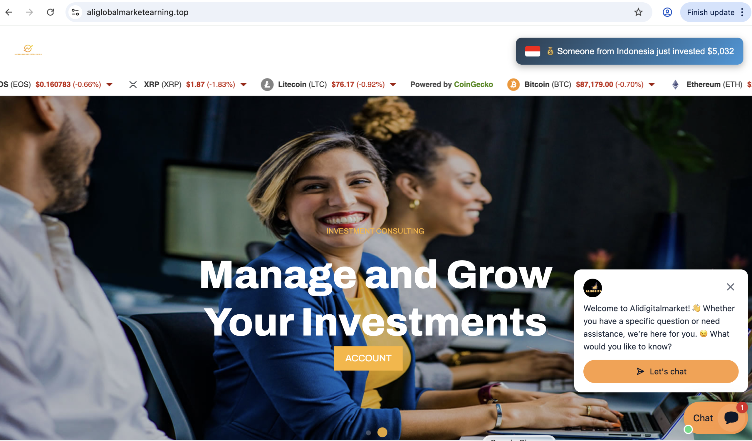 aliglobalmarketearning.top scam review