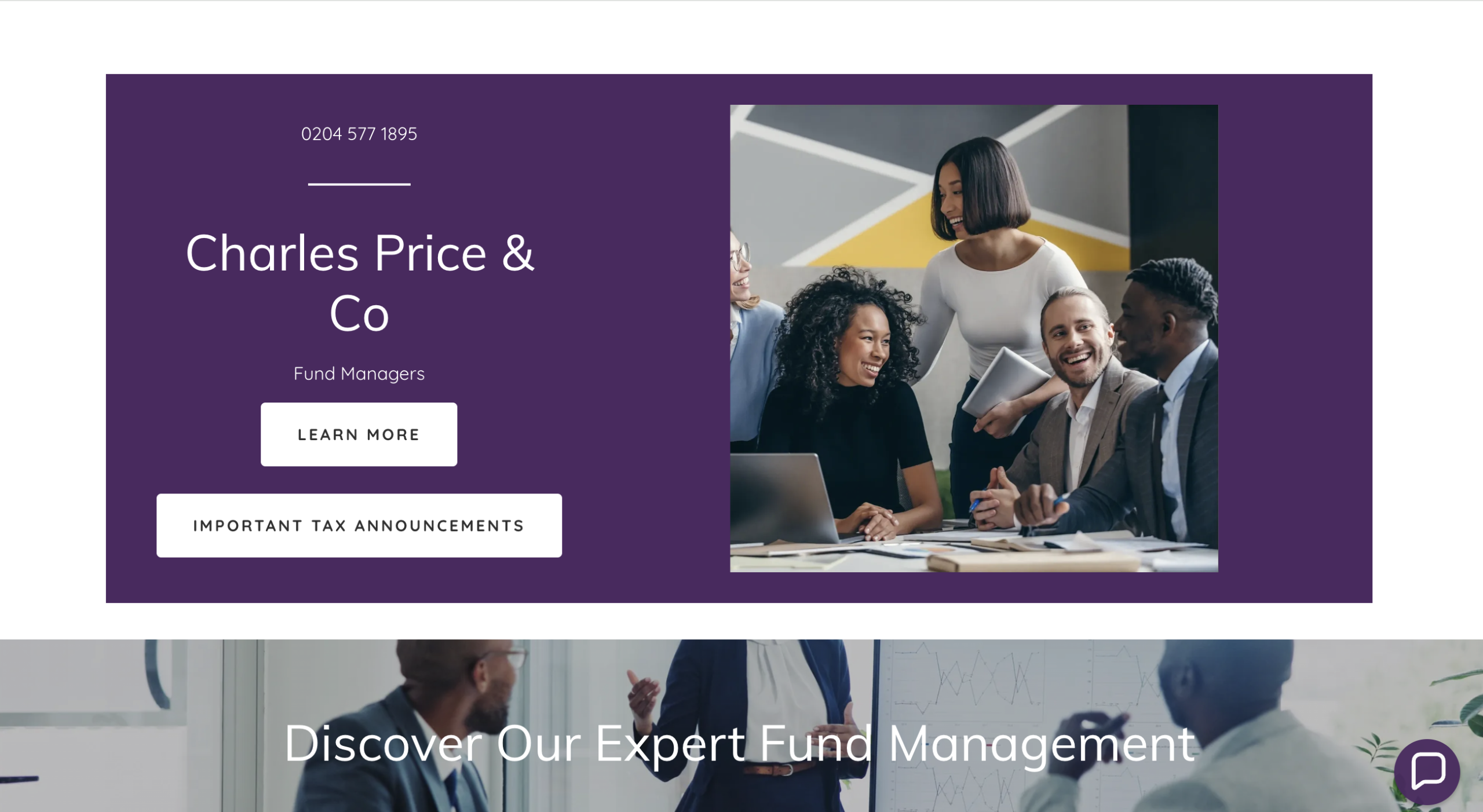 Homepage of CharlesPriceAndCo.com investment platform